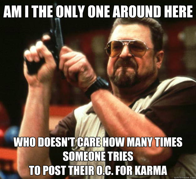 Am I the only one around here who doesn't care how many times someone tries 
to post their o.c. for karma  Big Lebowski