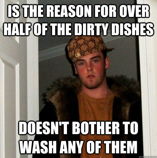 is the reason for over half of the dirty dishes doesn't bother to wash any of them  Scumbag Steve