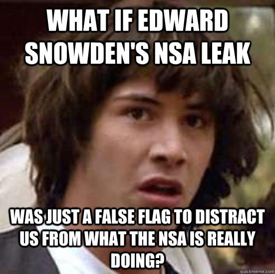 What if edward snowden's NSA leak was just a false flag to distract us from what the NSA is really doing?  conspiracy keanu