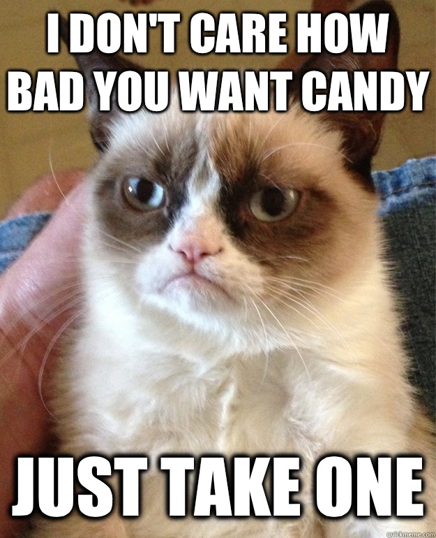 I don't care how bad you want candy Just take one  Grumpy Cat