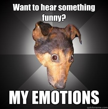 Want to hear something funny? MY EMOTIONS  Depression Dog