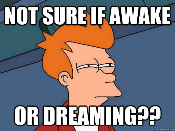 Not sure if AWAKE Or DREAMING??  Futurama Fry