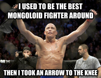 I used to be the best mongoloid fighter around then i took an arrow to the knee - I used to be the best mongoloid fighter around then i took an arrow to the knee  George St Pierre