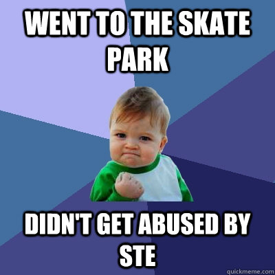 went to the skate park didn't get abused by Ste  Success Kid