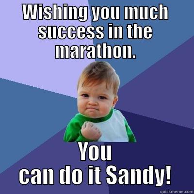 WISHING YOU MUCH SUCCESS IN THE MARATHON. YOU CAN DO IT SANDY! Success Kid