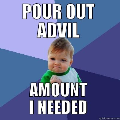 POUR OUT ADVIL AMOUNT I NEEDED Success Kid