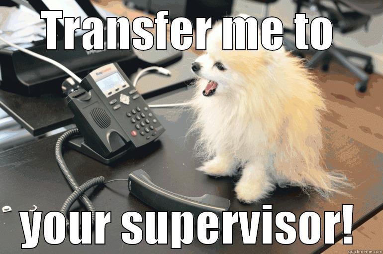 Fed up with Customer Service - TRANSFER ME TO YOUR SUPERVISOR! Misc