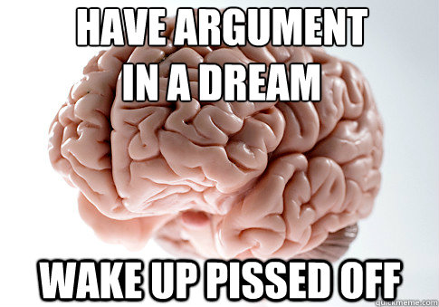 Have argument
in a dream Wake up pissed off  Scumbag Brain