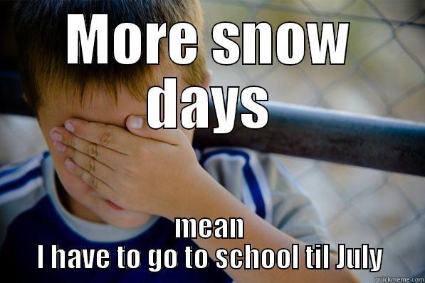 MORE SNOW DAYS MEAN I HAVE TO GO TO SCHOOL TIL JULY Confession kid