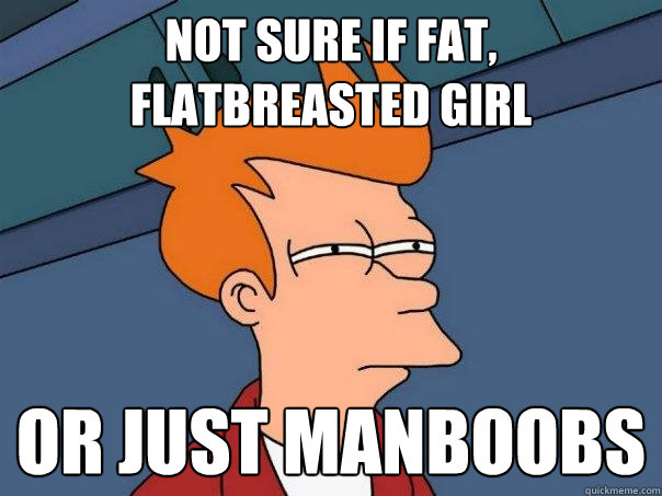 not sure if fat, flatbreasted girl or just manboobs  Futurama Fry