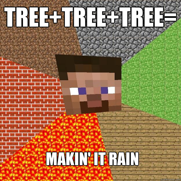 tree+tree+tree= makin' it rain  Minecraft
