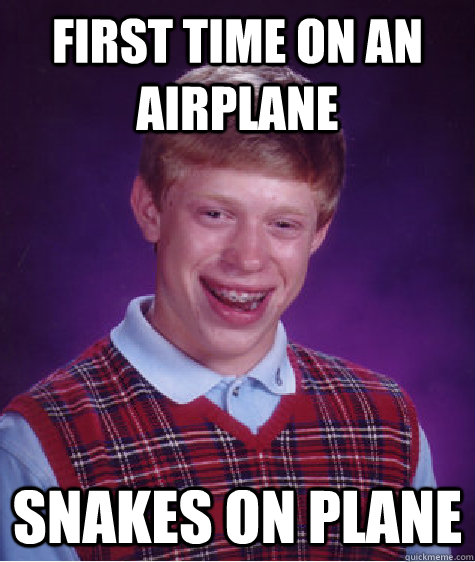 First time on an airplane Snakes on plane  Bad Luck Brian