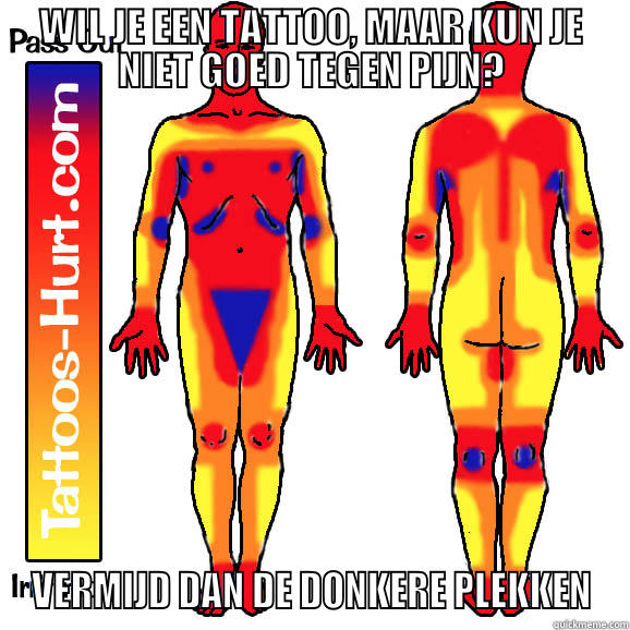 WIL JE EEN TATTOO, MAAR KUN JE NIET GOED TEGEN PIJN? VERMIJD DAN DE DONKERE PLEKKEN Misc