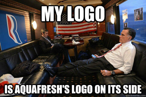 My logo is aquafresh's logo on its side  Sudden Realization Romney