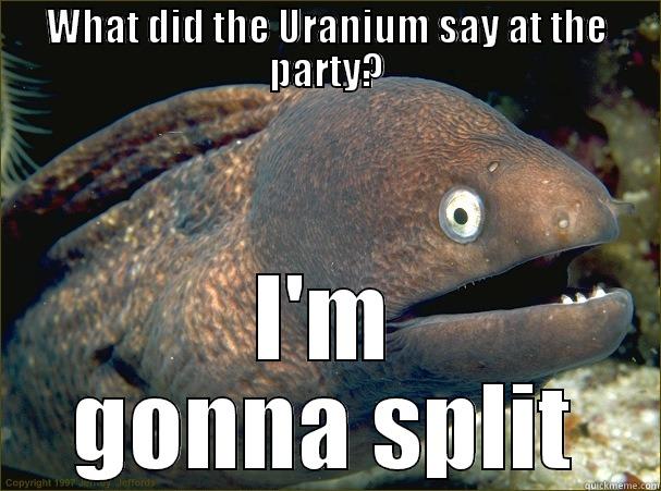 WHAT DID THE URANIUM SAY AT THE PARTY? I'M GONNA SPLIT Bad Joke Eel