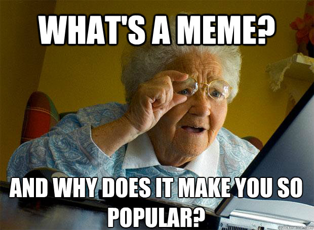 WHAT'S A MEME? AND WHY DOES IT MAKE YOU SO POPULAR?    Grandma finds the Internet