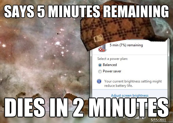 Says 5 minutes remaining Dies in 2 minutes - Says 5 minutes remaining Dies in 2 minutes  Misc