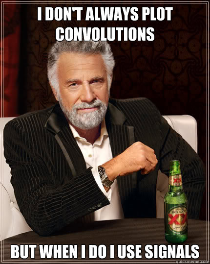 I DON'T ALWAYS PLOT 
CONVOLUTIONS BUT WHEN I DO I USE SIGNALS  Dos Equis man