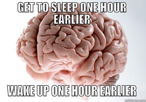 GET TO SLEEP ONE HOUR EARLIER WAKE UP ONE HOUR EARLIER Scumbag Brain