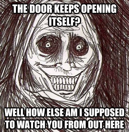 The door keeps opening itself? Well how else am I supposed to watch you from out here  Horrifying Houseguest