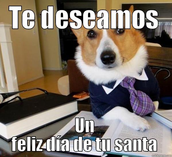 TE DESEAMOS UN FELIZ DÍA DE TU SANTA Lawyer Dog