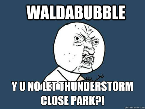 Waldabubble Y u no let thunderstorm close park?!  Y U No