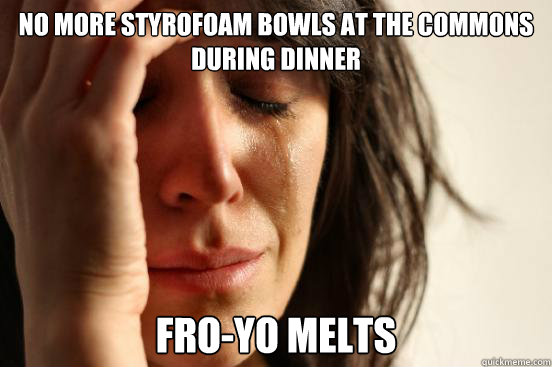 No more Styrofoam bowls at the commons during dinner FRO-yo melts   First World Problems