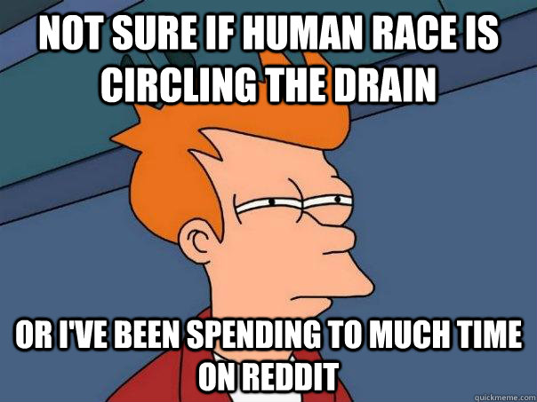 Not sure if human race is circling the drain or i've been spending to much time on reddit  Futurama Fry