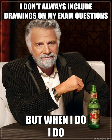 I don't always include drawings on my exam questions But when i do
I do  The Most Interesting Man In The World