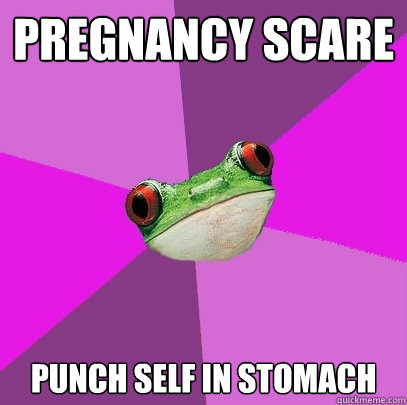 pregnancy scare punch self in stomach  Foul Bachelorette Frog