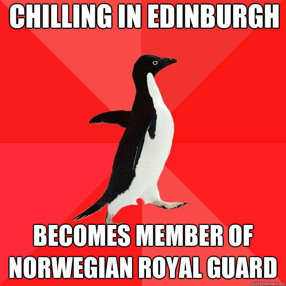 chilling in edinburgh becomes member of norwegian royal guard  