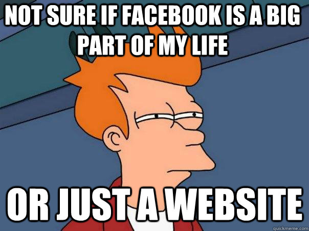 NOT SURE IF FACEBOOK IS A BIG PART OF MY LIFE Or JUST A WEBSITE  Futurama Fry