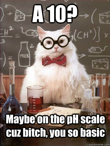 A 10? Maybe on the pH scale cuz bitch, you so basic - A 10? Maybe on the pH scale cuz bitch, you so basic  Chemistry Cat