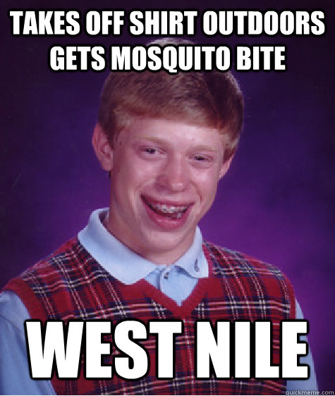 Takes off shirt outdoors gets mosquito bite West Nile  Bad Luck Brian