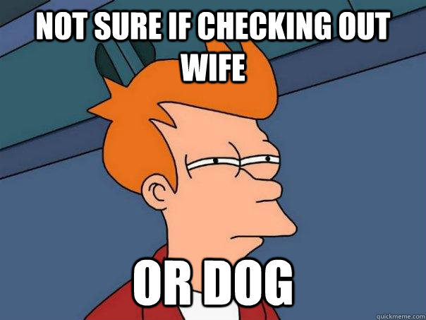 Not sure if checking out wife or dog  Futurama Fry