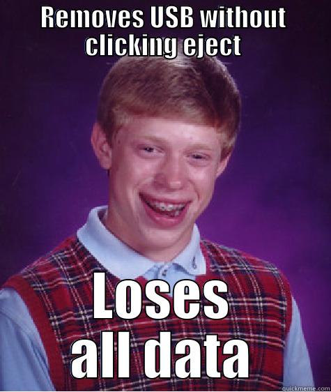 REMOVES USB WITHOUT CLICKING EJECT LOSES ALL DATA Bad Luck Brian