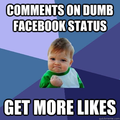 Comments On Dumb  Facebook status get more likes  Success Kid