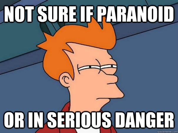 Not sure if paranoid Or in serious danger  Futurama Fry