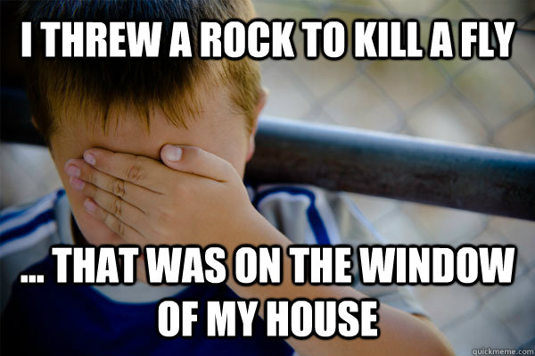 I THREW A ROCK TO KILL A FLY ... THAT WAS ON THE WINDOW OF MY HOUSE  Confession kid