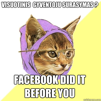 Visuotinis  gyventoju surasymas ? facebook did it before you  Hipster Kitty