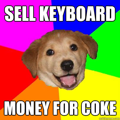 SELL KEYBOARD MONEY FOR COKE  Advice Dog