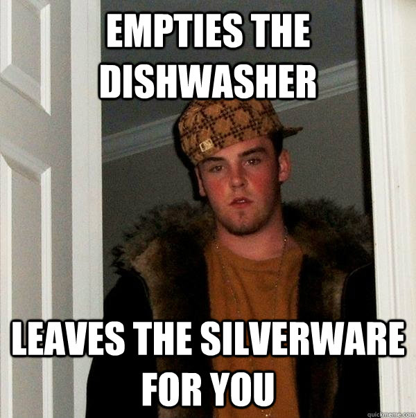 Empties the dishwasher leaves the silverware for you  Scumbag Steve