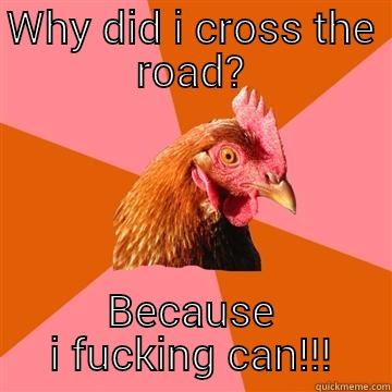 WHY DID I CROSS THE ROAD? BECAUSE I FUCKING CAN!!! Anti-Joke Chicken