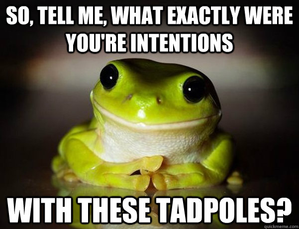 So, Tell me, What exactly were you're intentions With these tadpoles?  Fascinated Frog