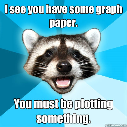 I see you have some graph paper.  You must be plotting something.  Lame Pun Coon