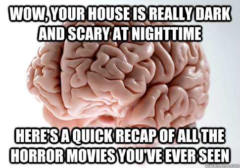 Wow, your house is really dark and scary at nighttime Here's a quick recap of all the horror movies you've ever seen - Wow, your house is really dark and scary at nighttime Here's a quick recap of all the horror movies you've ever seen  Scumbag Brain