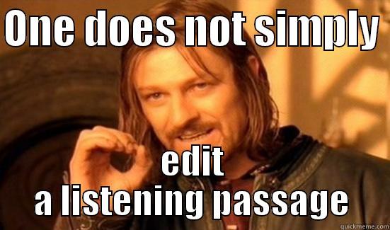 ONE DOES NOT SIMPLY  EDIT A LISTENING PASSAGE Boromir