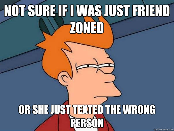 Not sure if I was just friend zoned Or she just texted the wrong person  Futurama Fry