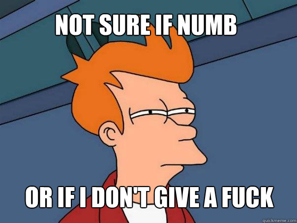 not sure if numb or if I don't give a fuck  Futurama Fry