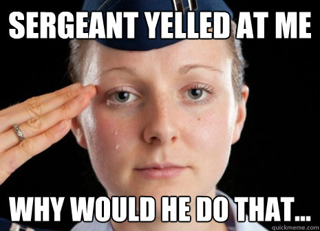 Sergeant yelled at me why would he do that... - Sergeant yelled at me why would he do that...  Air Force Problems